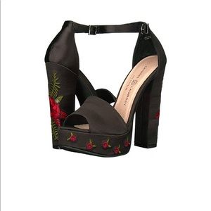 Rose embroidered heels